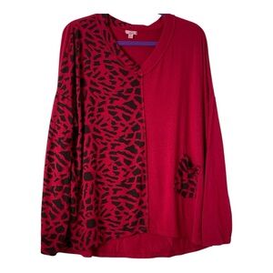 Kaktus Red Animal Print Women's Sweater Sz XL